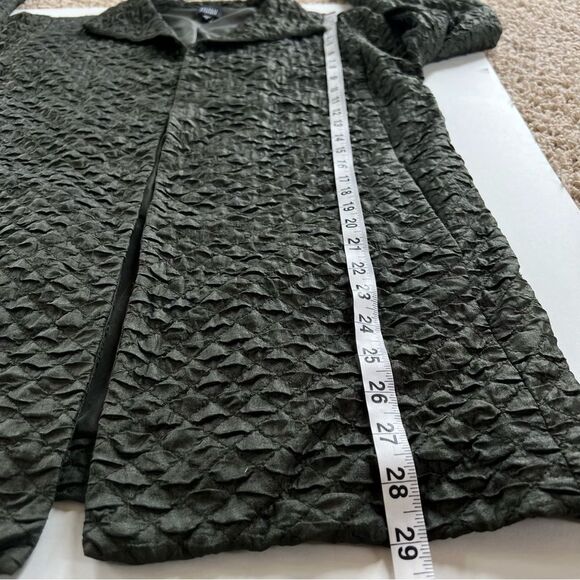 Eileen Fisher Lagenloock Silk Tussah Open Front Rich Olive Blazer Jacket Small - Picture 12 of 13